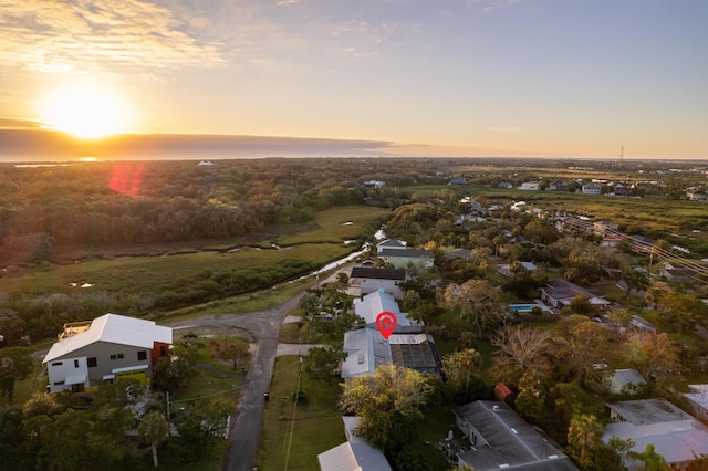 view of aerial view at dusk