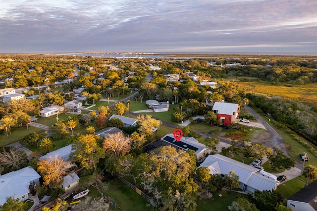 view of aerial view at dusk