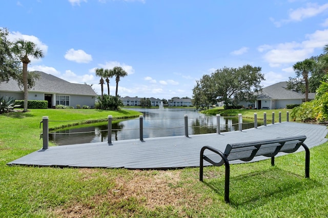 21211 Harbour Vista Cir, Saint Augustine, FL 32080 - dock area featuring a lawn, a water view, and a residential view