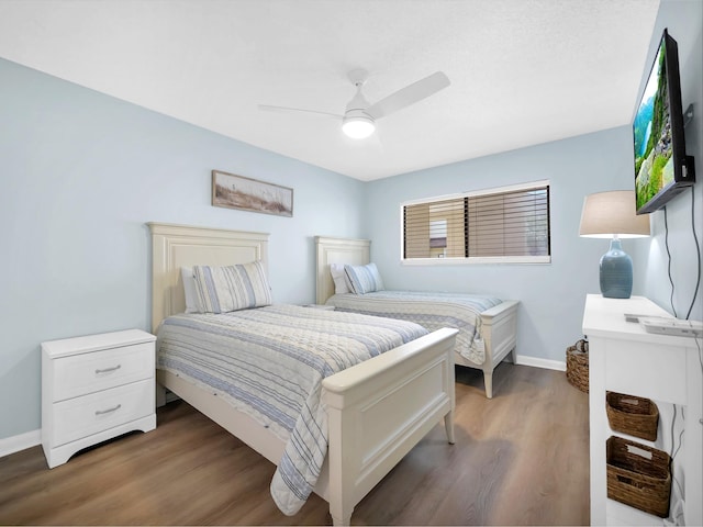 850 A1A Beach Blvd Unit 92, Saint Augustine, FL 32080 - bedroom with wood finished floors, baseboards, and ceiling fan