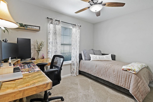 362 S Hamilton Springs Rd, Saint Augustine, FL 32084 - carpeted bedroom with a desk, baseboards, and a ceiling fan