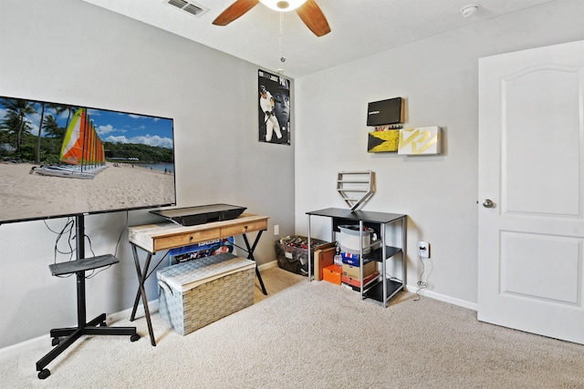 362 S Hamilton Springs Rd, Saint Augustine, FL 32084 - home office with carpet flooring, baseboards, and ceiling fan