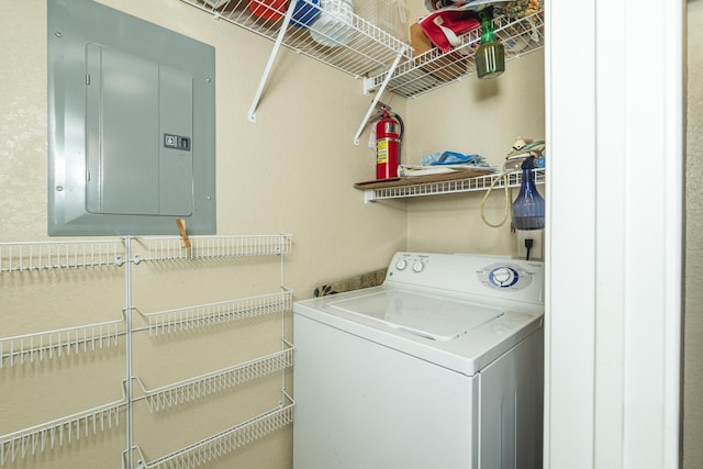 laundry area featuring washer / dryer and electric panel