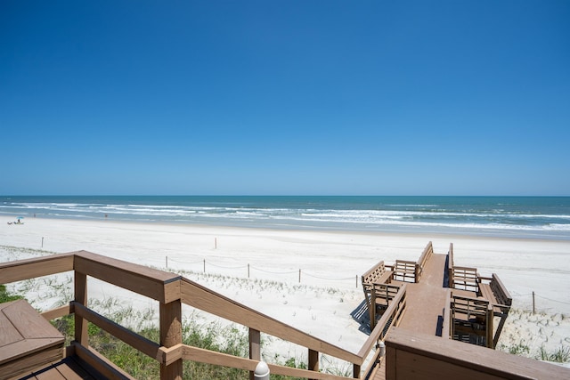 view of water feature with a view of the beach