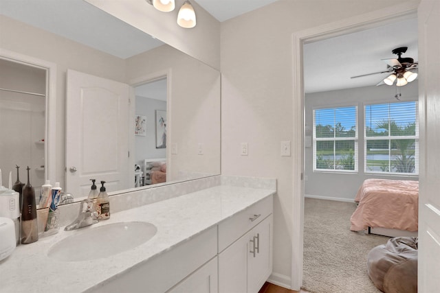 123 Hickory Ridge Rd, Saint Augustine, FL 32084 - bathroom with ensuite bathroom, vanity, and ceiling fan