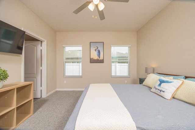 101 Sailors Landing Ct, Saint Augustine, FL 32084 - carpeted bedroom featuring a ceiling fan, baseboards, and a textured ceiling