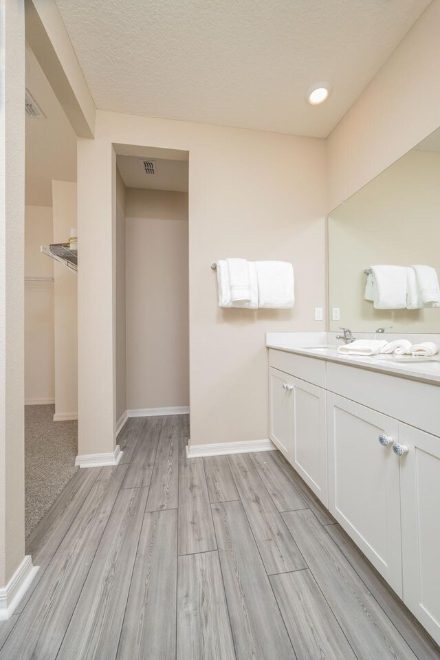 101 Sailors Landing Ct, Saint Augustine, FL 32084 - bathroom featuring baseboards, visible vents, wood finished floors, and vanity