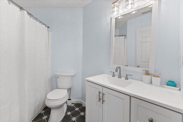 14 Serbian Bellflower Trl, Palm Coast, FL 32164 - full bathroom with tile patterned floors, toilet, vanity, a textured ceiling, and visible vents