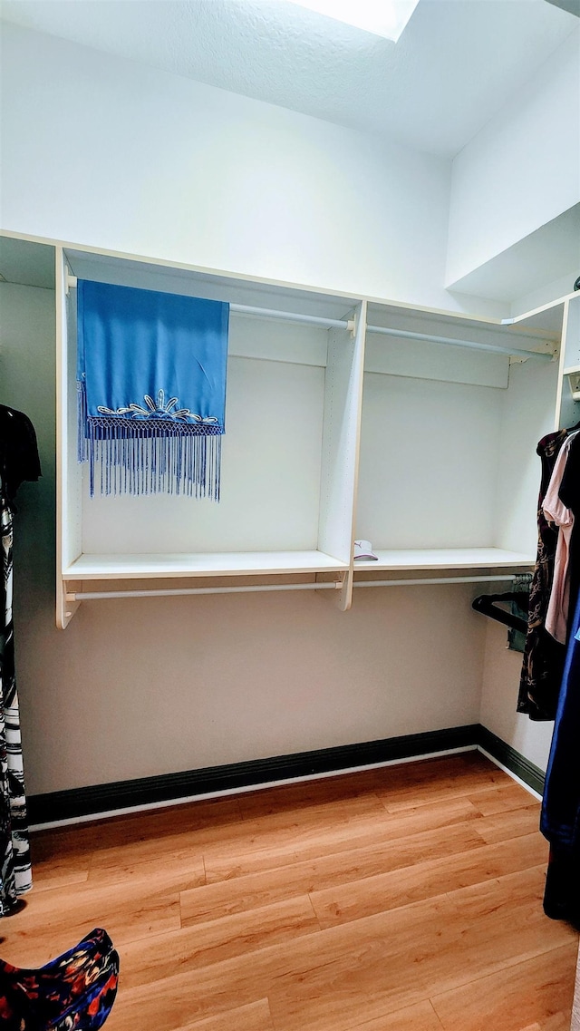 walk in closet with wood-type flooring