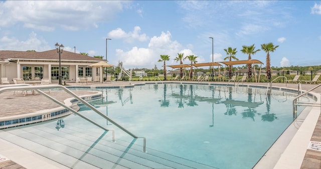 view of pool featuring a patio area