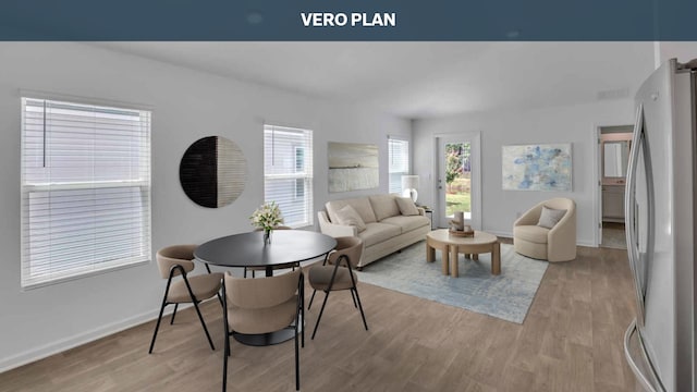 living room featuring light hardwood / wood-style floors