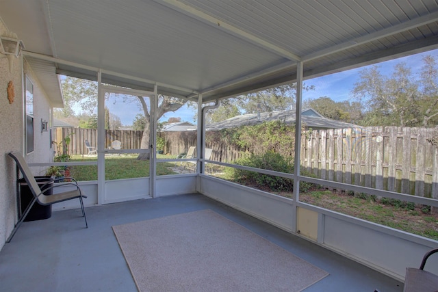 view of unfurnished sunroom