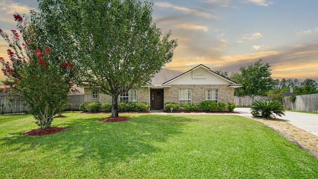 view of front of house with a yard