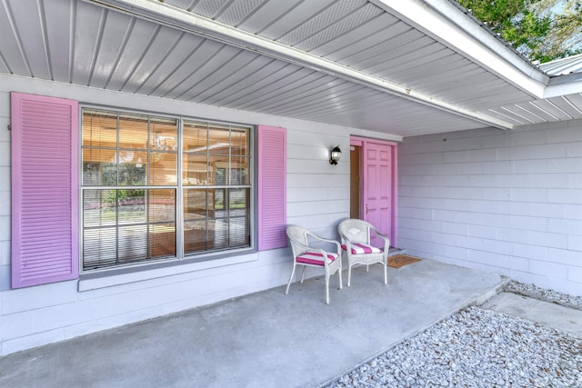 view of patio featuring a porch