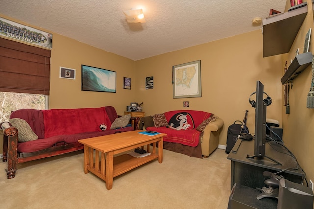 5351 Cypress Links Blvd, Elkton, FL 32033 - living area featuring light colored carpet and a textured ceiling