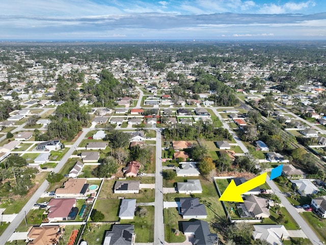 bird's eye view with a residential view