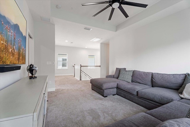 295 Ferndale Way, Saint Augustine, FL 32092 - living room featuring carpet floors, ceiling fan, and baseboards