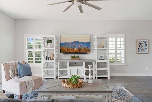 295 Ferndale Way, Saint Augustine, FL 32092 - living room featuring ceiling fan, baseboards, and wood finished floors