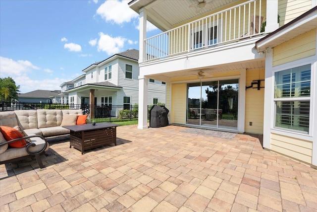295 Ferndale Way, Saint Augustine, FL 32092 - view of patio / terrace with a ceiling fan, a balcony, and outdoor lounge area