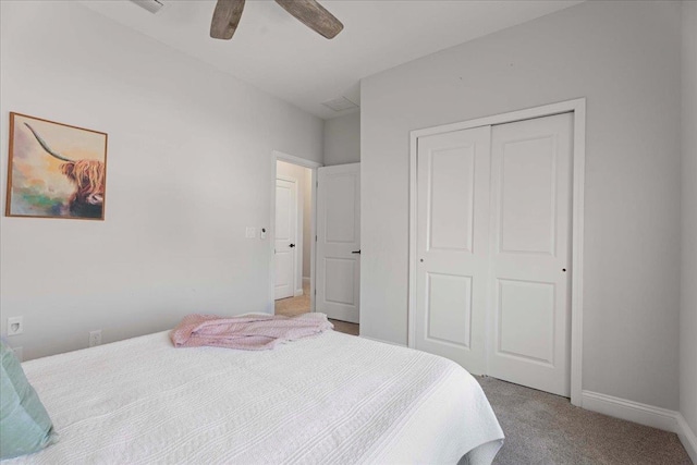 295 Ferndale Way, Saint Augustine, FL 32092 - carpeted bedroom featuring a closet, ceiling fan, and baseboards