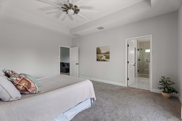 295 Ferndale Way, Saint Augustine, FL 32092 - carpeted bedroom featuring baseboards, connected bathroom, and a ceiling fan