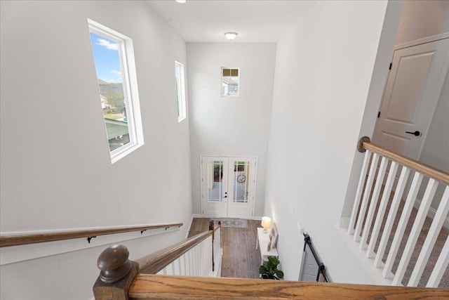 295 Ferndale Way, Saint Augustine, FL 32092 - stairs featuring french doors, wood finished floors, and healthy amount of natural light