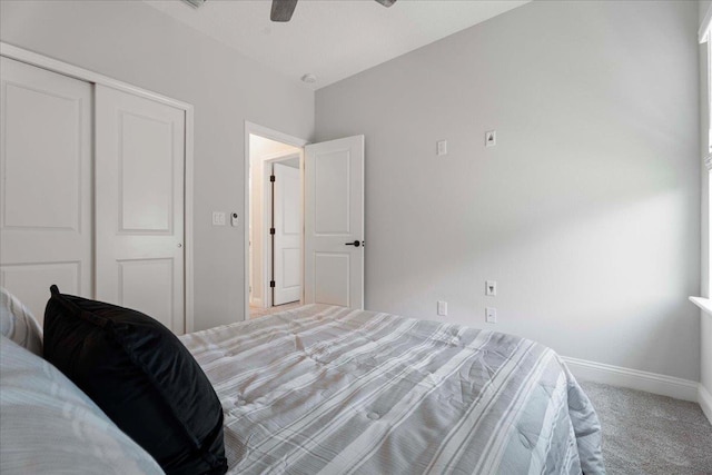 295 Ferndale Way, Saint Augustine, FL 32092 - carpeted bedroom featuring baseboards, a closet, and a ceiling fan