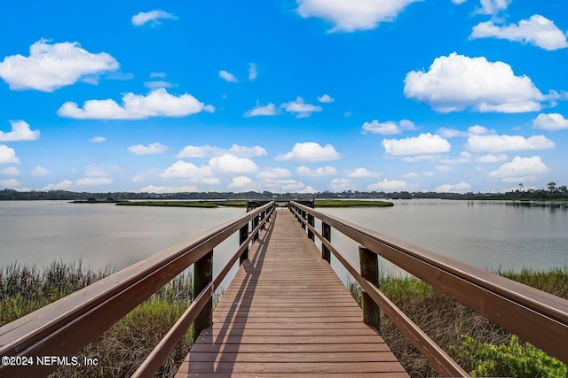 dock area featuring a water view