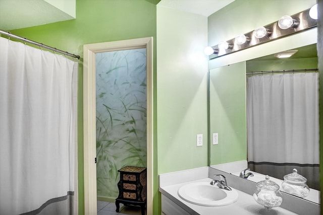 bathroom featuring vanity and tile patterned floors