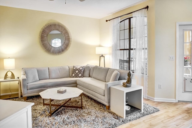 living room featuring light hardwood / wood-style floors