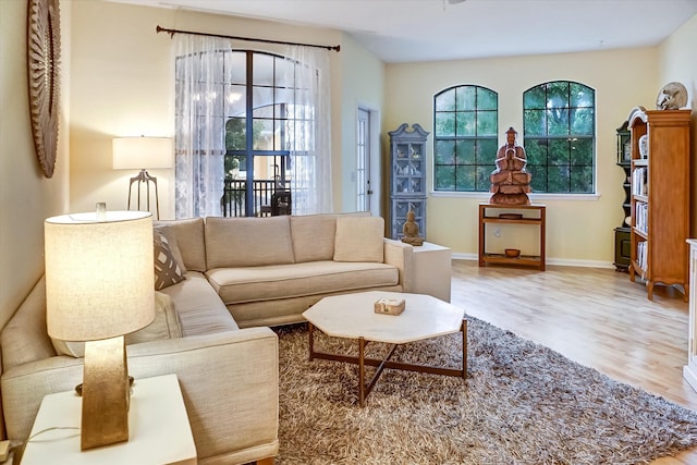 living room with hardwood / wood-style floors