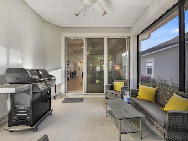 55 Concave Ln, Saint Augustine, FL 32095 - sunroom / solarium featuring ceiling fan and outdoor lounge area