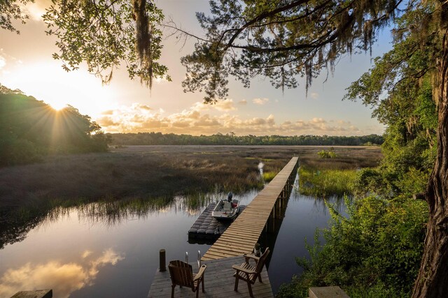 view of dock featuring a water view