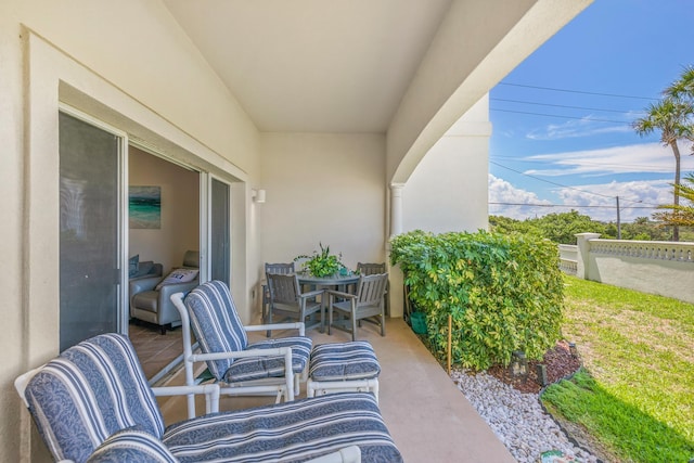 balcony with a patio area