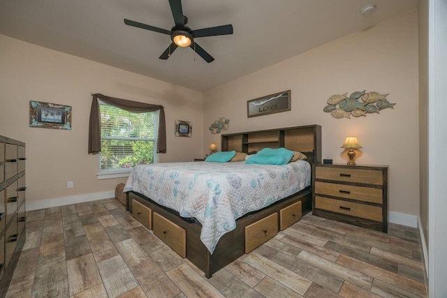 bedroom featuring ceiling fan