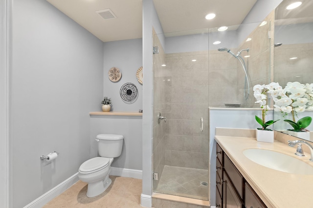 175 Laterra Links Cir Unit 101, Saint Augustine, FL 32092 - bathroom featuring toilet, vanity, visible vents, a stall shower, and baseboards