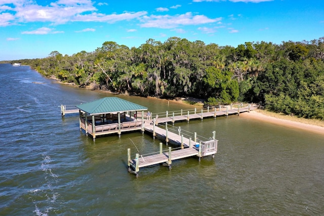 view of dock featuring a water view