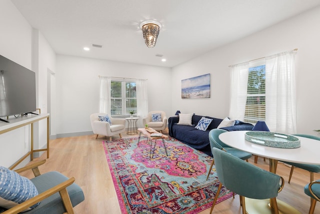 living room featuring light hardwood / wood-style floors