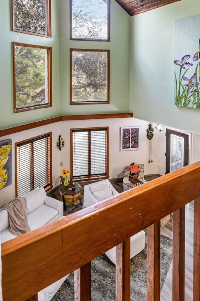 living room featuring hardwood / wood-style flooring and a healthy amount of sunlight