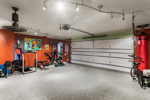 garage with a garage door opener