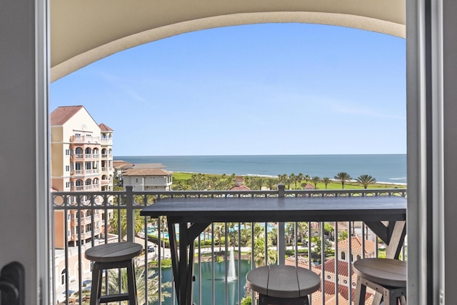 balcony with a water view