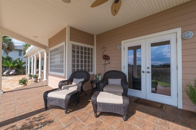 821 Kalli Creek Ln, Saint Augustine, FL 32080 - view of patio featuring french doors and a ceiling fan