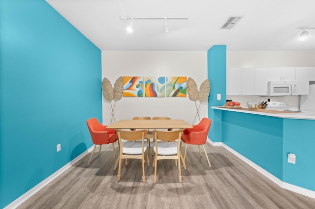 510 Florida Club Blvd Unit 301, Saint Augustine, FL 32084 - dining area featuring track lighting, baseboards, and wood finished floors