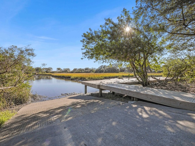 view of dock featuring a water view