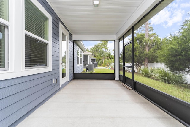 view of unfurnished sunroom