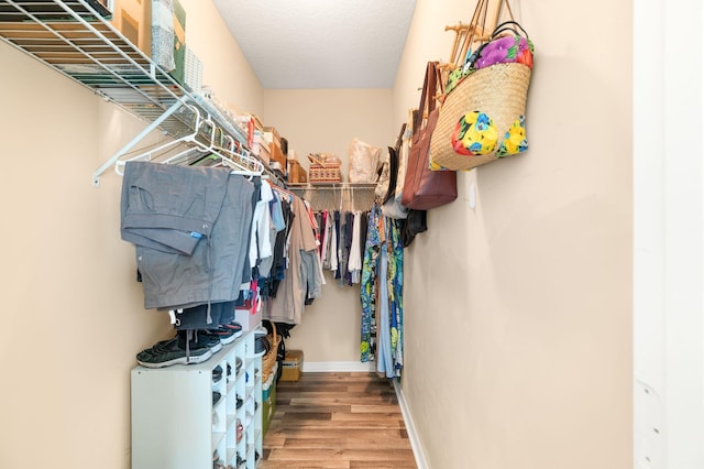 spacious closet featuring hardwood / wood-style flooring