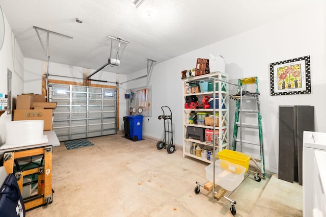 garage with a garage door opener