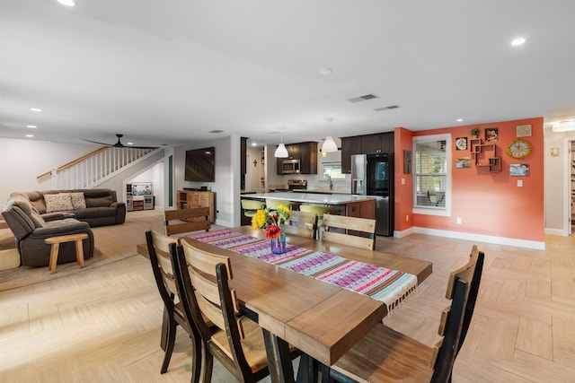 214 Deltona Blvd, Saint Augustine, FL 32086 - dining area featuring recessed lighting and stairs