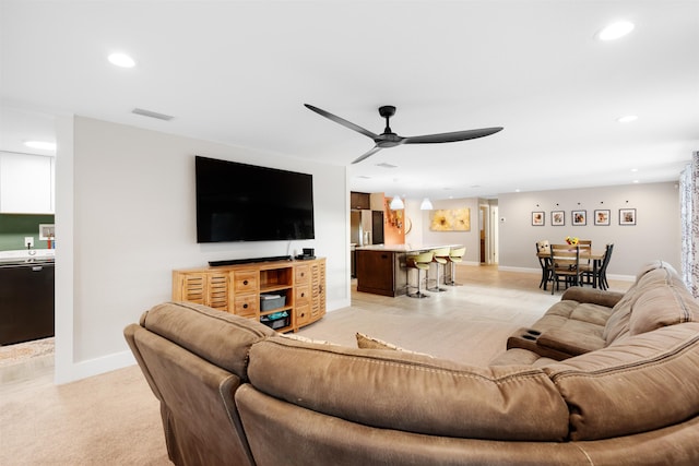 214 Deltona Blvd, Saint Augustine, FL 32086 - living area with recessed lighting, ceiling fan, and light colored carpet