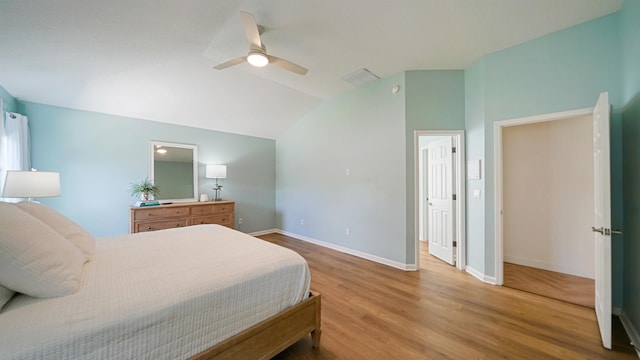 2020 Spring Meadows Ct, Saint Augustine, FL 32092 - bedroom featuring vaulted ceiling, wood finished floors, baseboards, and ceiling fan